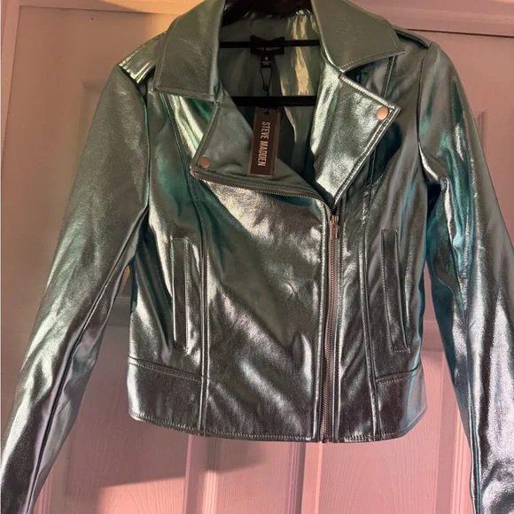 Steve Madden Metallic Moto Women's Jacket - Picture 3 of 14
